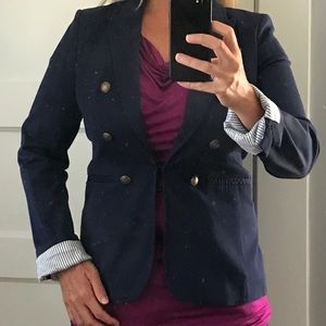BR faux double-breasted 3-season navy blazer